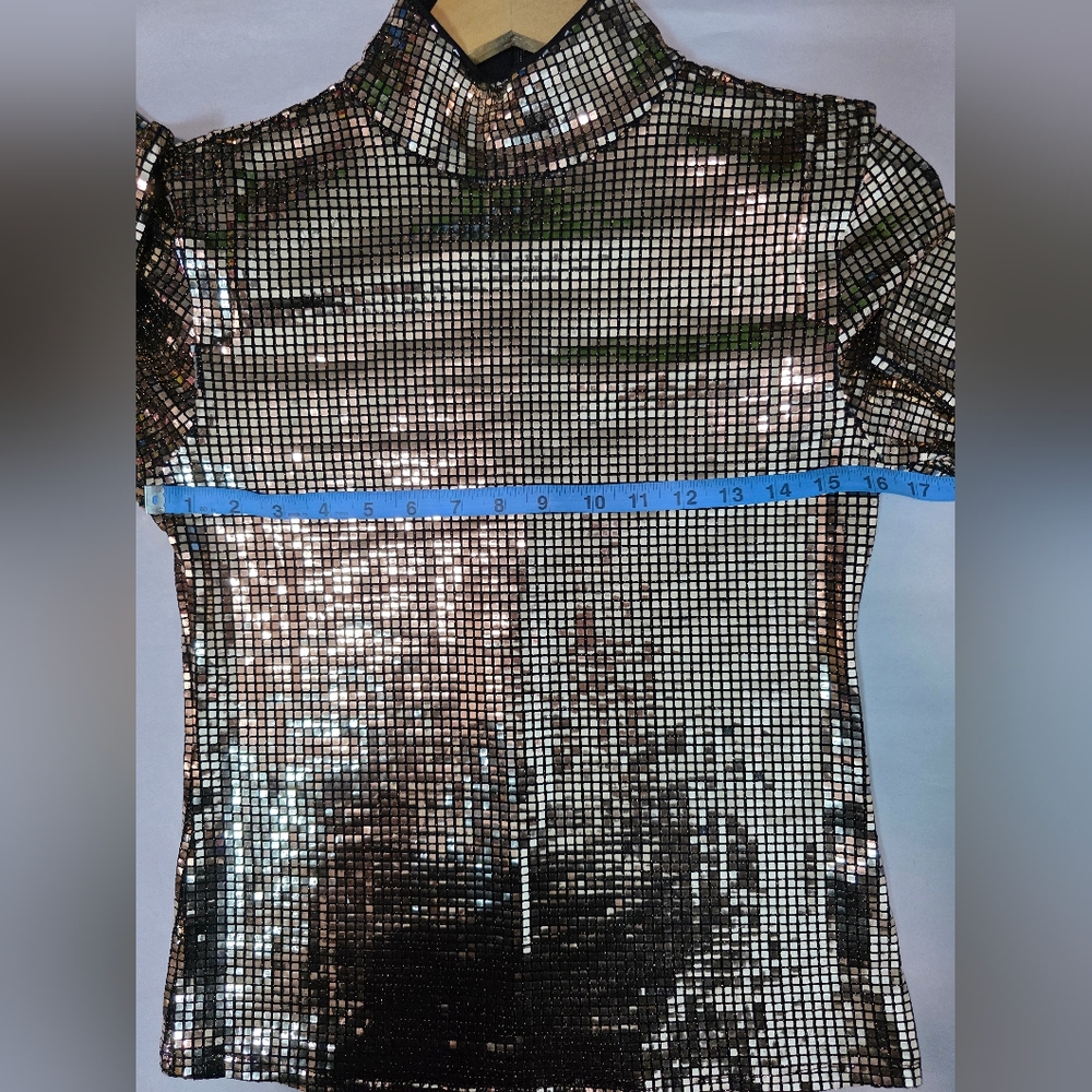 INC International Concepts Gold Metallic Mock Neck Long Sleeve Top - Size S - Picture 7 of 11